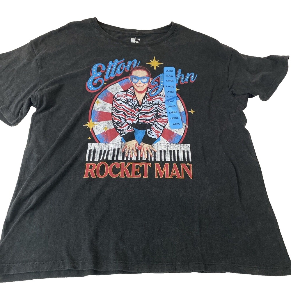 Elton John womens L Cotton Short Sleeve T Shirt Rocket Man Officially Licensed